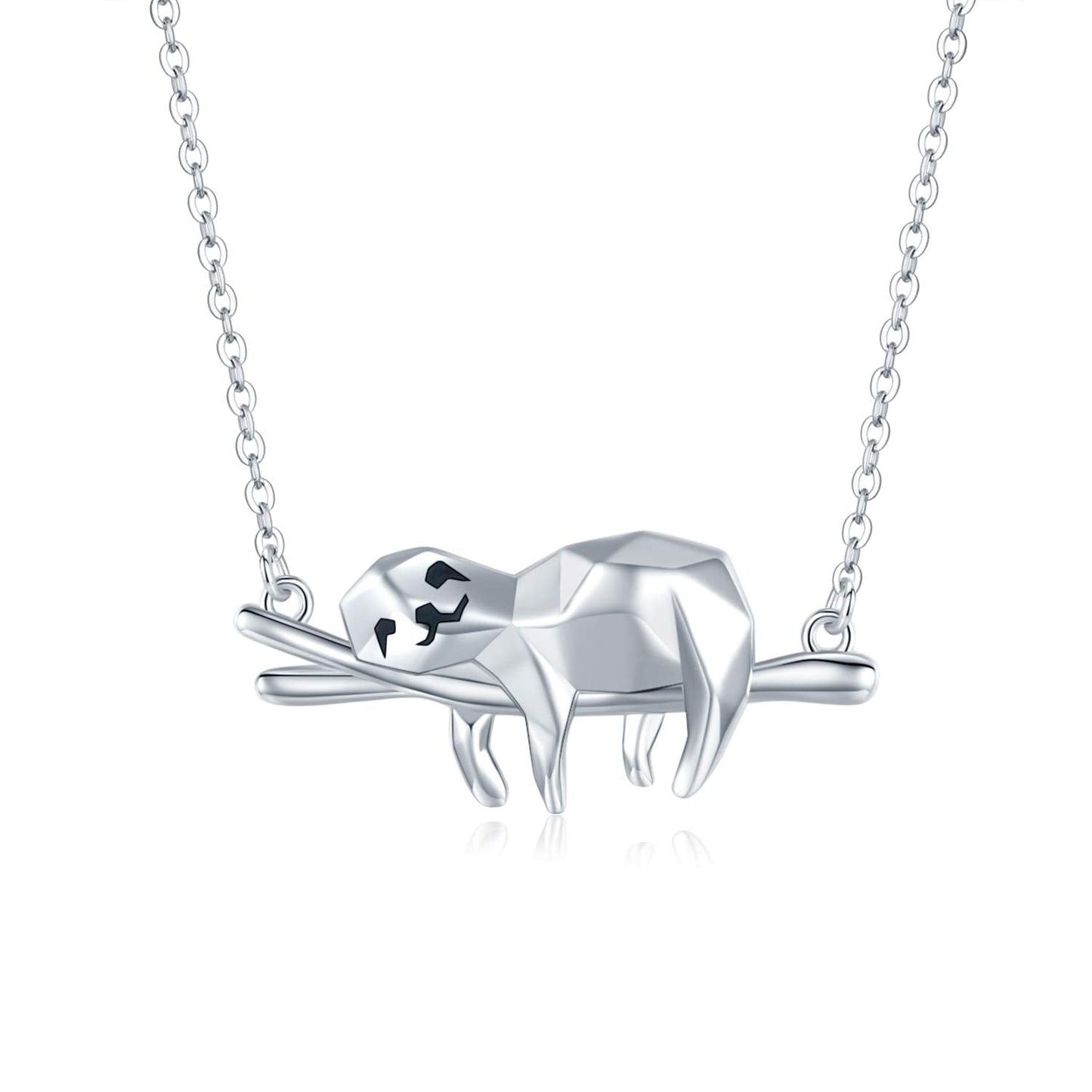 JUSTKIDSTOY Sloth Necklace Gifts Sterling Silver Cute Origami Animal Pendant Necklace Sloth Jewelry for Women Birthday Graduation