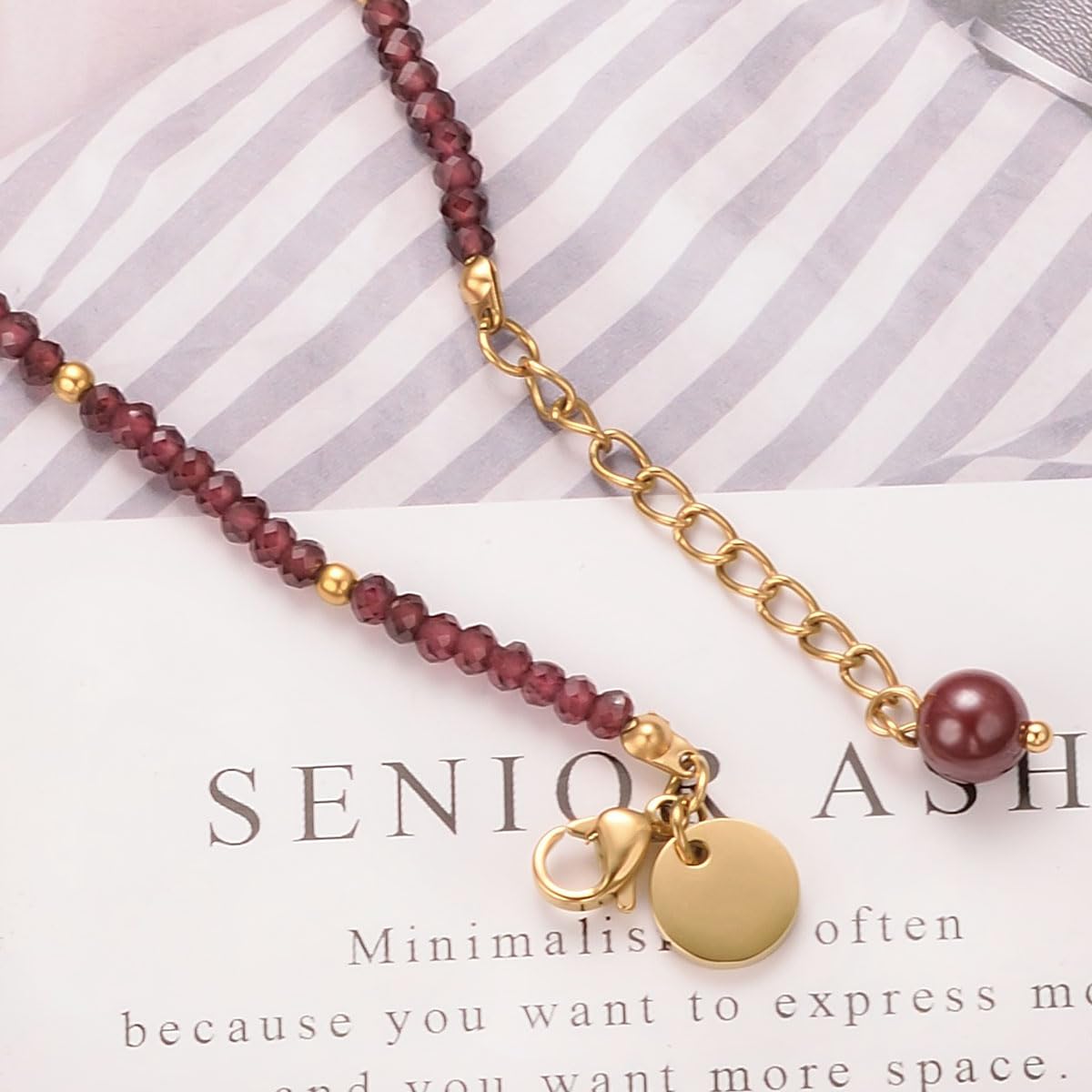 vissen Violet Garnet Cinnabar Beaded Bracelet for Women Gold Plated Adjustable Red Stone Bracelet Garnet Vintage Jewellery