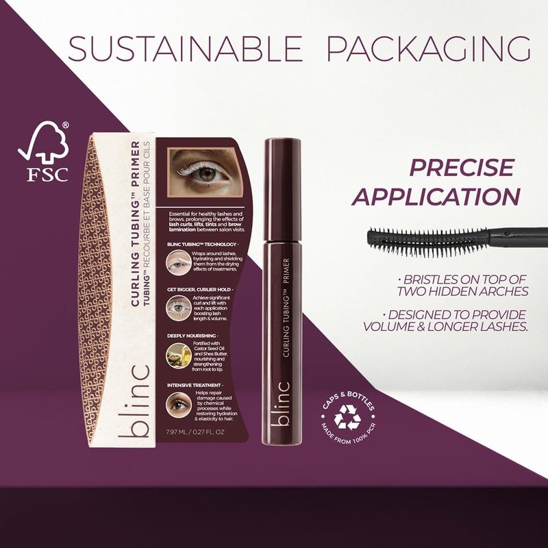 Blinc Curling TUBING Lash Primer | Dual-Action Formula for Long-Lasting Curl & Lash Lift Extension | Nourishing & Strengthening with Castor Oil & Shea Butter | Vegan & Clean Beauty 7ML
