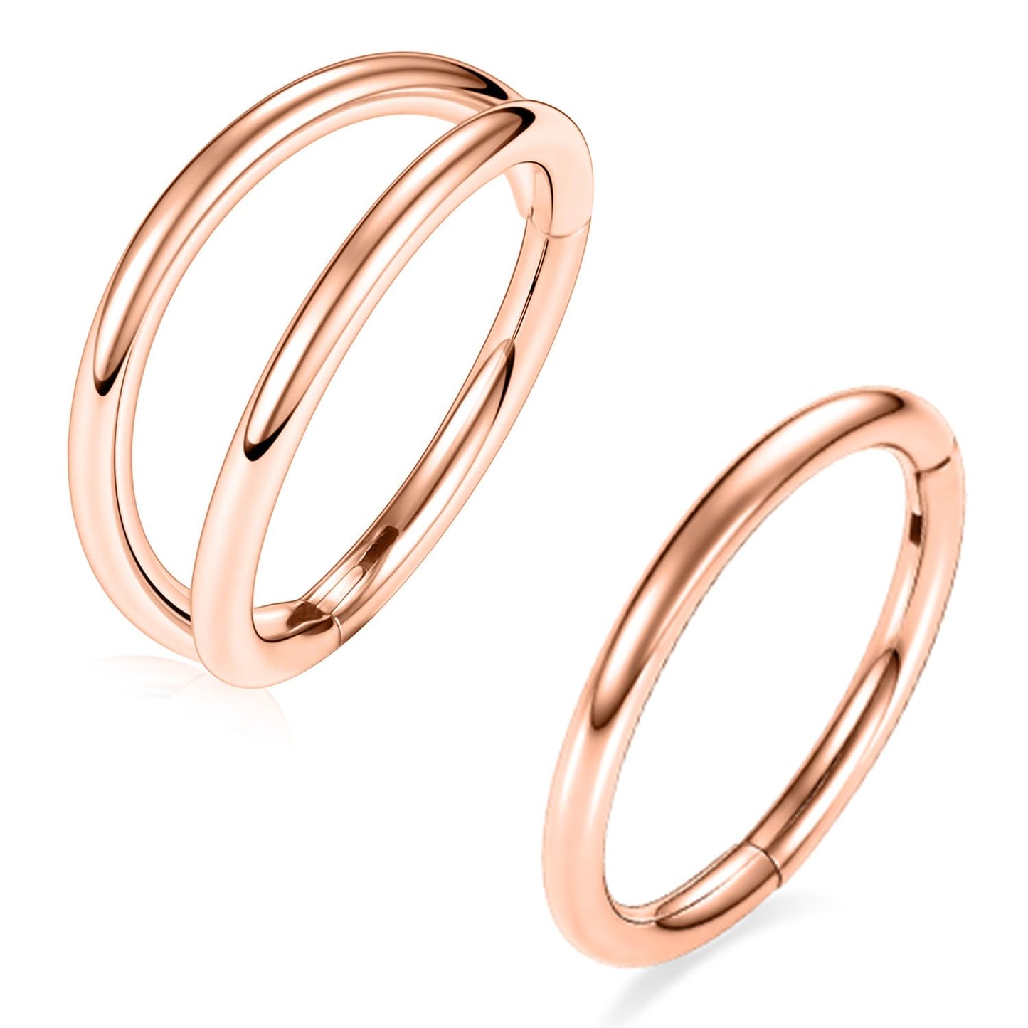 Septum Ring Septum Jewelry Seamless Septum Clicker Double Hoop Nose Rings 18 Gauge Nose Ring Hoop 18g Cartilage Earring Lip Rings 8mm Nose Hoop Surgical Steel Helix Earrings Rose Gold Nose Jewelry