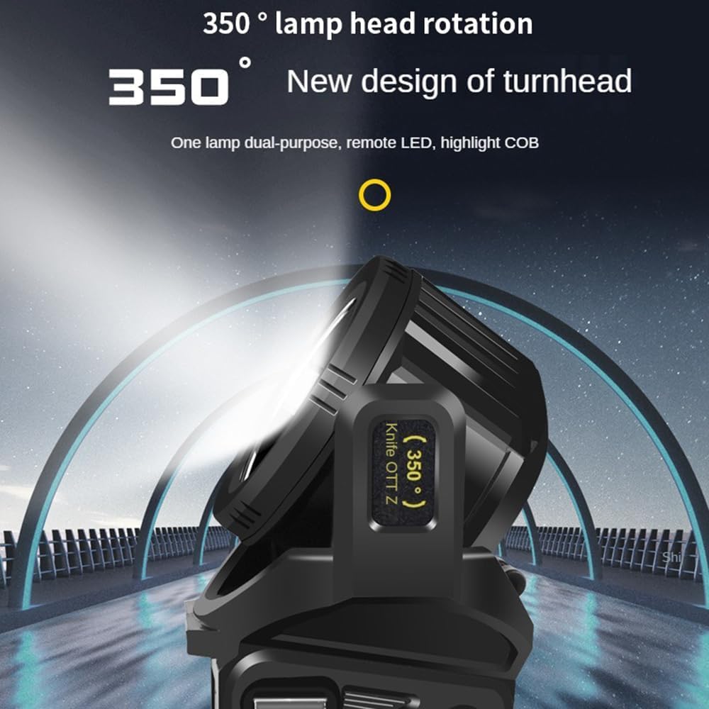 1300000 L Spotlight, Rechargeable Led Spotlight Flashlight with 350° Rotate Head, 9 Modes Super Bright Spot Lights Outdoor Handheld, IPX6 Waterproof Solar Flashlight for Emergencies