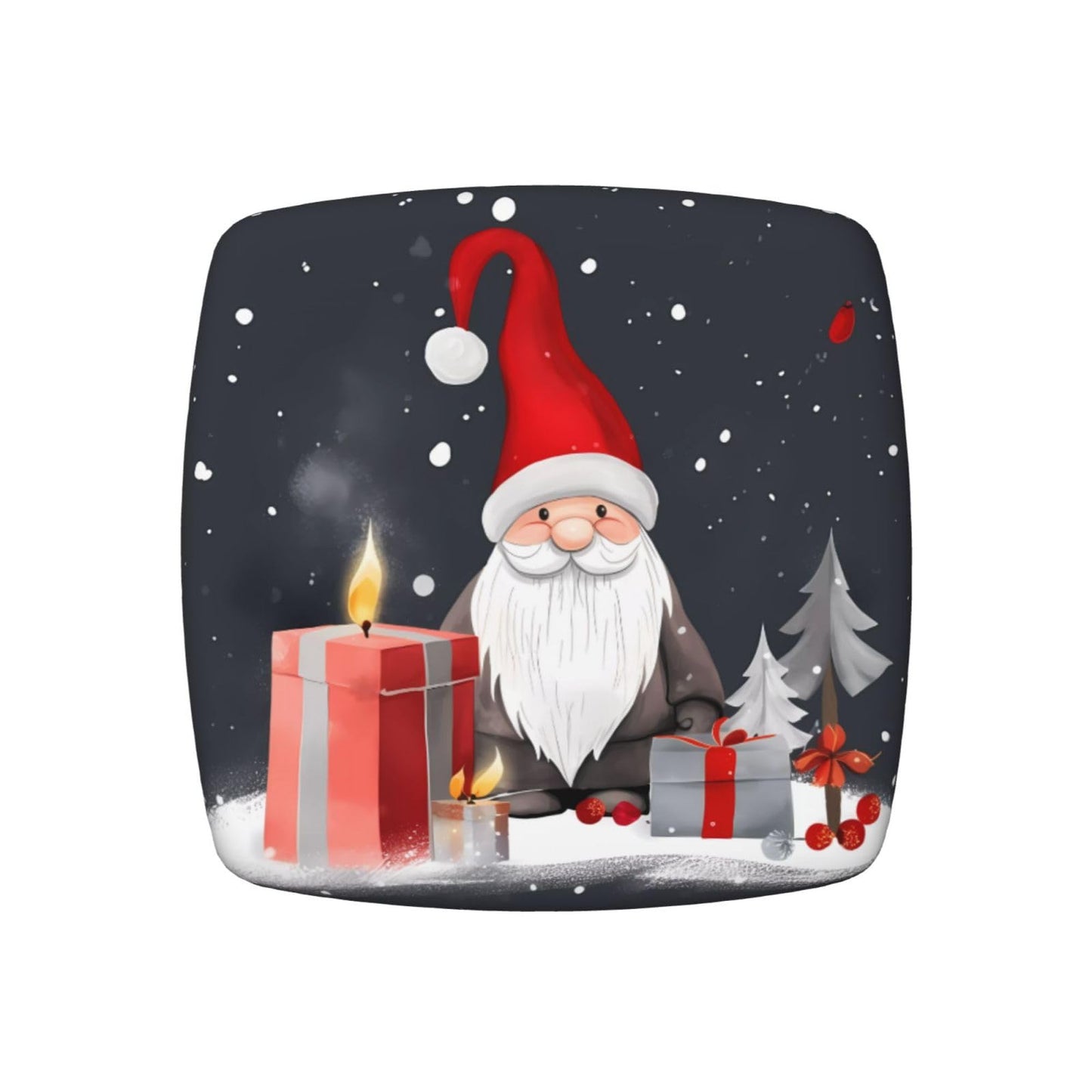 hsbolediy Christmas Gnome Gifts Box Dining Square Chair Seat Covers 16.9" Two Pieces, Stretch Fitted Sofa Cushion Cover Replacement Removable, Chair Slipcovers for Party Office Decoration