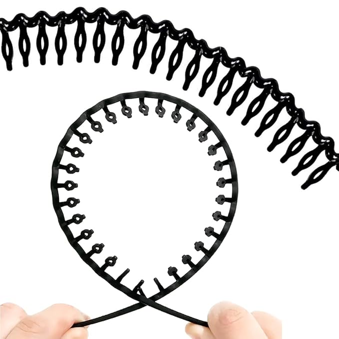 ULTIMUTE 8 PCS Fashion No Slip Effortless Plastic Headbands with Teeth Comb Black Skinny Headbands Hair Accessories Bands for Women Men Teen Girls, Classic Black Bright
