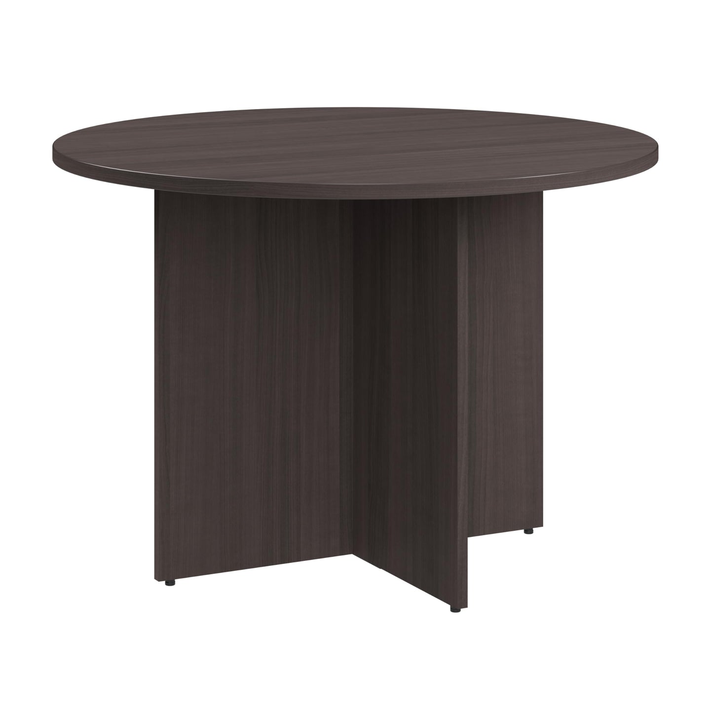 Bush Business Furniture 42-inch Round Conference Table with Wood Base, Circular Meeting Room Desk for 4 Users, Storm Gray