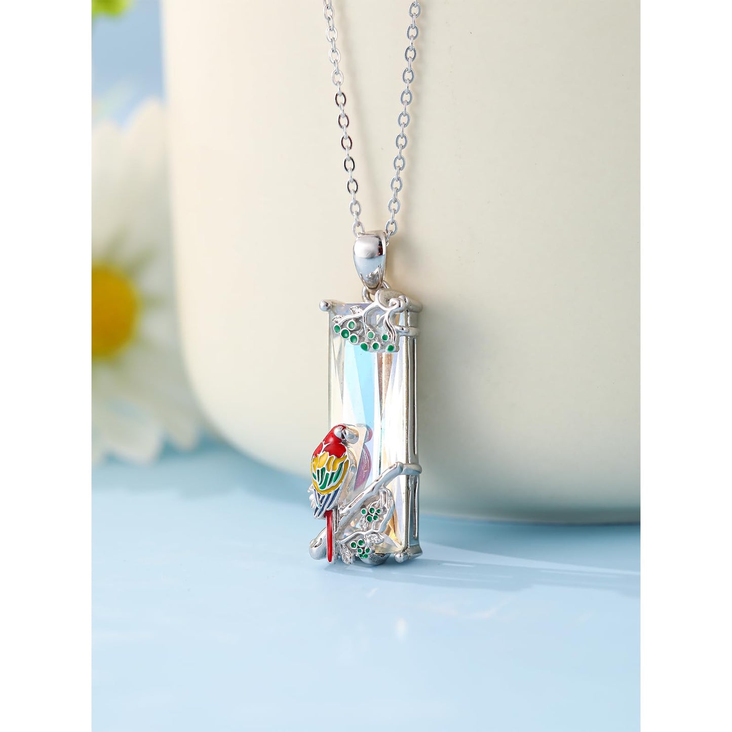 AENEAS Valentines Day Gifts for Women Her Bird Necklace 925 Sterling Silver Cute Parrot Crystal Pendant Necklaces Robin Bird Animal Jewelry Gifts for Women Wife Her