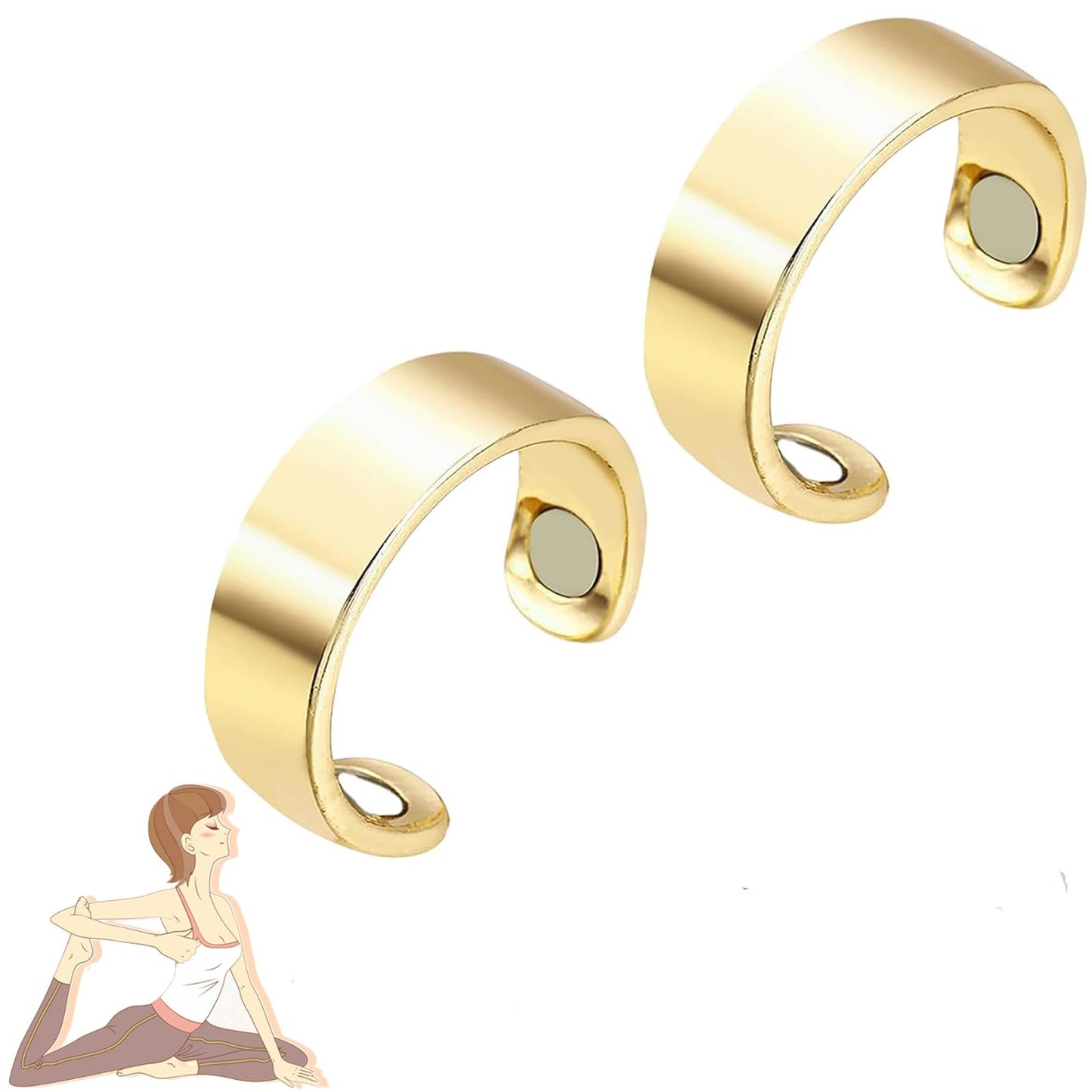 LIU JUN Rings for Women, Magtherapy Lymphatic Drainage Titanium Ion Rings Lymph Nodes Acupuncture Therapy Open Olux Ring For Women Men Health Jewelry Gifts (2Pcs-gold+gold)