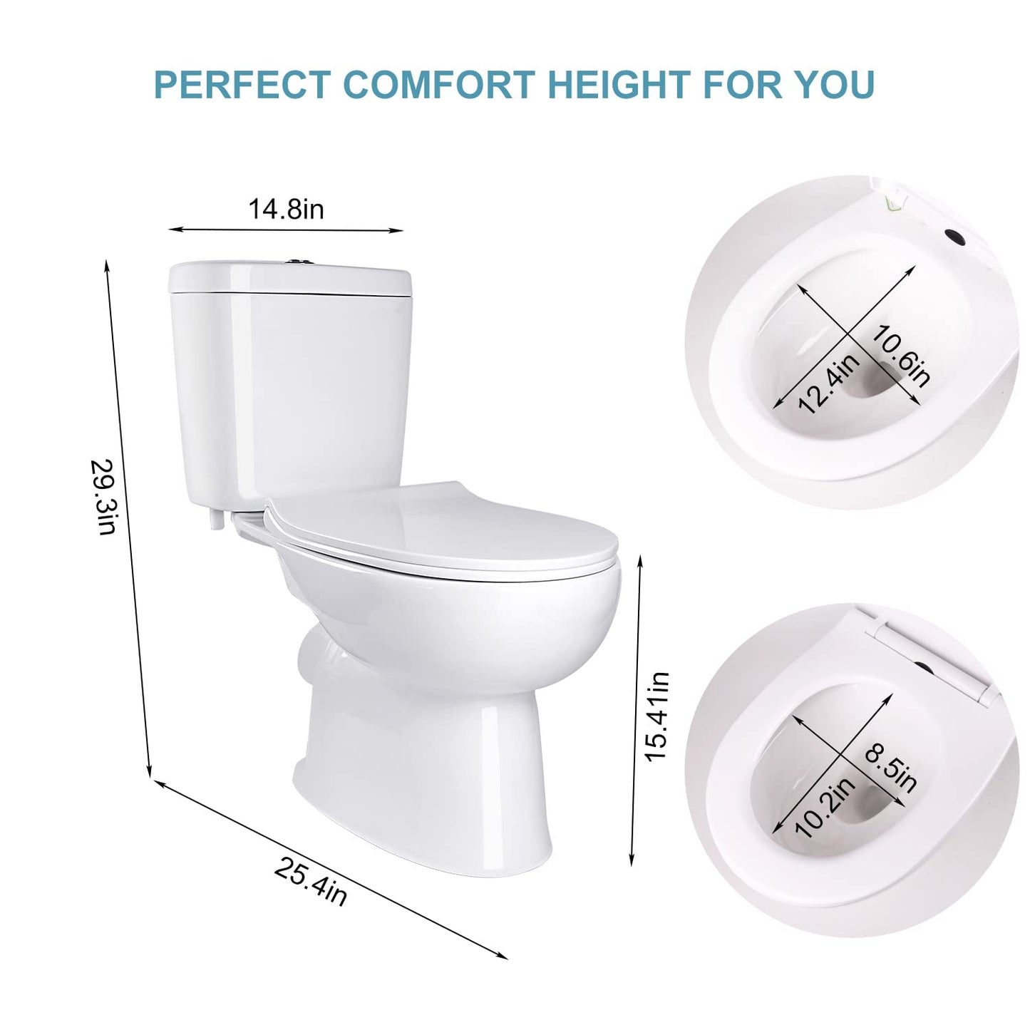 Macerating Toilet with Pump–Upflush Toilet System for Basement/Attic, 4 Water Inlets & AC Vent, 36ft Vertical Lift, Dual Flush, Easy Install,15.5" CompactedToilet