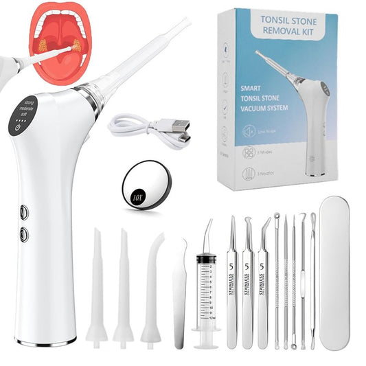 Electric Tonsil Stone Remover – High-Precision & Painless Cleaning, Food-Grade Suction Tool with LED Light, 12 Attachments & Vacuum Cleaning for Tonsil Stones, Bad Breath Relief
