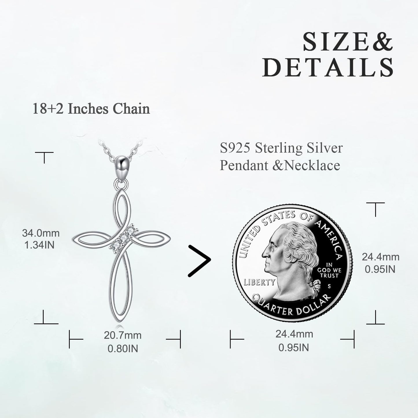 VONALA Valentine's Day Gifts 925 Sterling Silver Celtic Knot Cross Necklace for Women Birthstone Cross Pendant Necklace Birthday Jewelry Gifts for Women