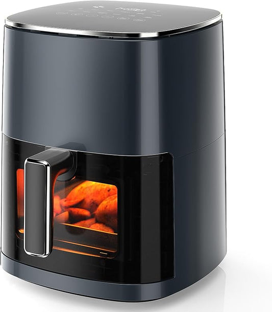 Air Fryer, 6QT Square Airfryer with Visual Window, 400°F Fast Heating Air Fryers Oven with Timer, Auto-Off, Non Toxic & Non Stick, Multiple 12 Modes for Roast, Bake, Dehydrate, Fry, Reheat