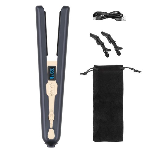 WISDAS Wireless Hair Straightener and Curling Irons Ceramic Plate Diamond Grade Negative ions Flat Iron Hair Straightener Reduces frizz Smoother More Shiny(Blue)
