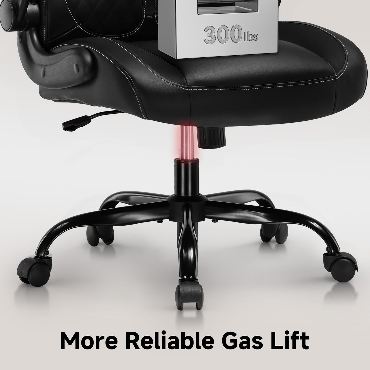 GTPLAYER Office Chair with Flip-Up Armrests, Ergonomic Desk Chair with Rocking Function, Adjustable Height, High-Density Foam Seat, Executive Computer Chair for Home Office (Black)