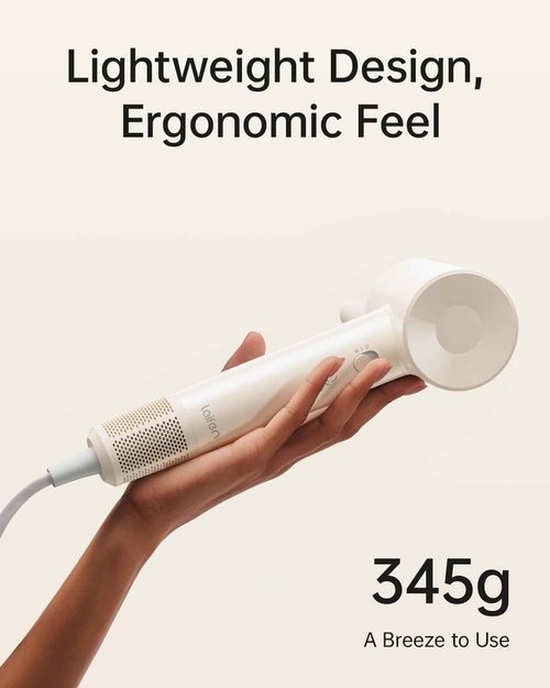 Laifen SE Lite Hair Dryer, Negative Ionic Blow Dryer with 10W RPM Brushless Motor for Fast Drying, High-Speed Low Noise Thermo-Control Hairdryer with Lightweight Design for Home/Portable Travel