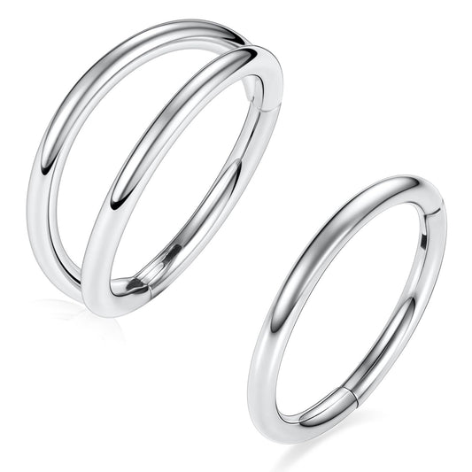 14g Nose Ring Hoop Earrings Double Hoop Nose Hoops 14 Gauge Lip Rings Septum Jewelry Seamless Silver Septum Clicker 12mm Septum Ring Cartilage Earring Helix Earrings Nose Rings Surgical Steel Piercing