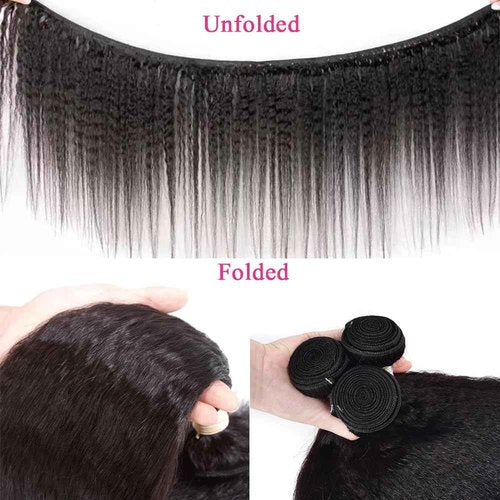 Kinky straight Human Hair Bundles Yaki Straight Human Hair 18 20 22 inch 100% Unprocessed Brazilian Virgin Hair Kinky Straight Bundles Sew in