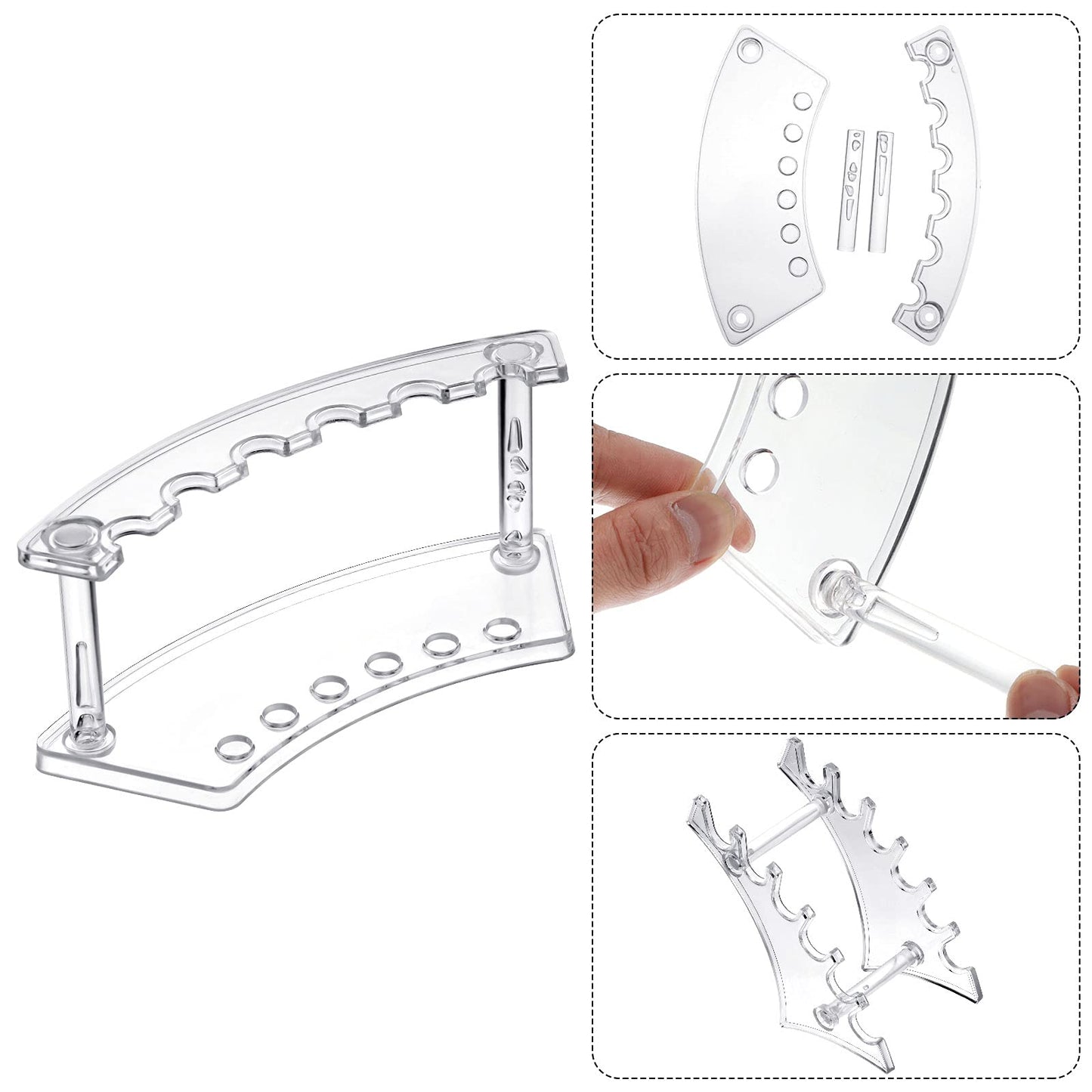 Teling 4 Pieces Pen Display Stand Acrylic pen Holder Clear Pen Stand Rack Organizer Nail Brush Holder Stand for Make Up Brush