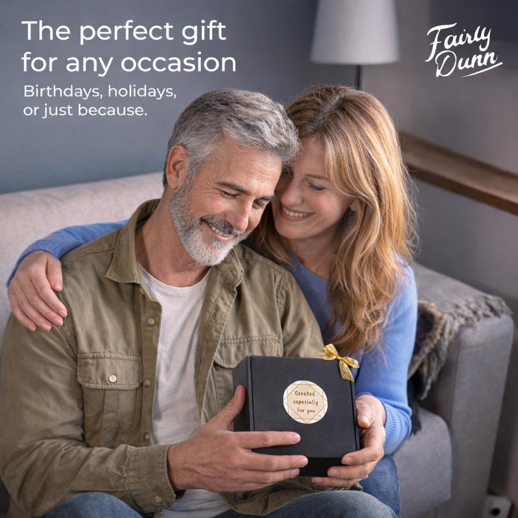 Fairly Dunn Luxury Dad Gift Box with Deep Tissue Massage Gun – Ultimate 7-Piece Birthday Set Includes 20oz Tumbler, Toiletry Bag & Grooming Kit – Premium Father’s Day Gift Basket