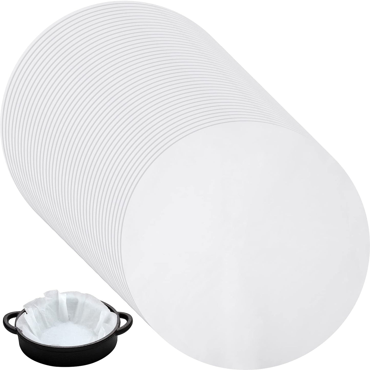 Outus 40 Pcs 20 Inch Disposable Dutch Oven Liners Round Parchment Paper White Baking Paper for Camping Cake Pan Air Fryer Steamer BBQ Party Cakes Pizza Meats and Vegetables
