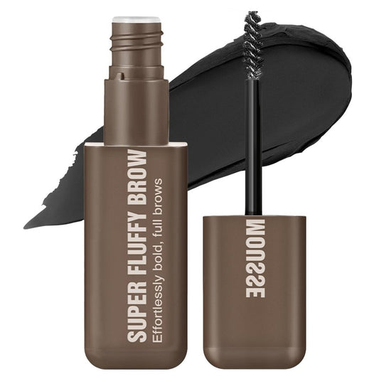 Brow Super Fluff Eyebrow Gel Mousse, Volumizing and Tinted Thickening Eyebrow, Waterproof, Long-Lasting, Easy-to-Use for Soft Full Brows, Black