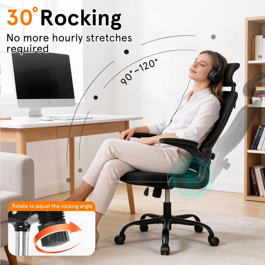 Ergonomic Office Chair, 400 LBS Office Chair Computer Rolling Comfortable Gaming Mesh Office Chair with Adjustable Lumbar Support High Back Desk Chair for Home Work (Lower)