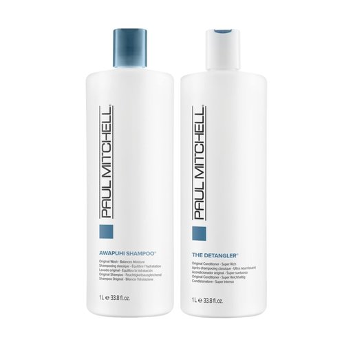 Paul Mitchell Awapuhi Shampoo, Balances Moisture + Adds Shine The Detangler Conditioner, Hydrates + Adds Manageability, 33.8 fl. oz., Set