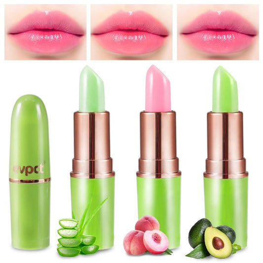 BINGBRUSH 3PCS Aloe Strawberry Cherry Color Changing Lipstick Set, Magic PH Mood Lipstick Long Lasting Moisturizing Lip Balm, Temperature Color Changing Lip Gloss,Hydrating Lip Care for Women