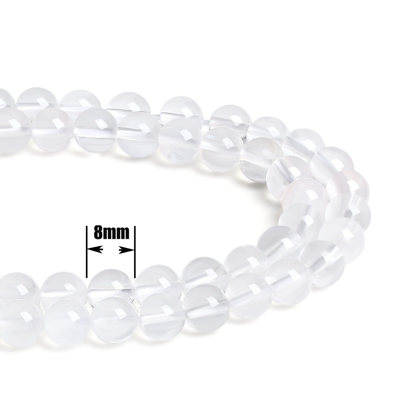 QINJIEJIE 100PCS Clear Crystal Beads 8mm Natural Stone Beads Round Loose Gemstone Bead for Bracelet Beading Crystal Jewelry Making DIY Necklace Earrings 0.32"