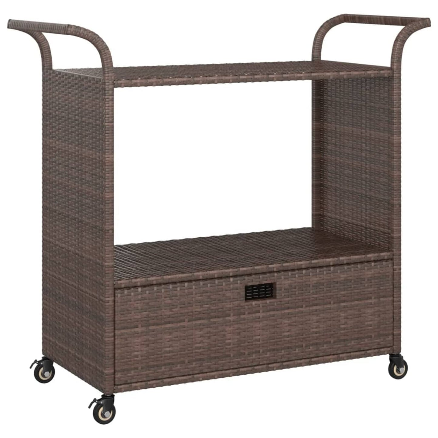 Gecheer Bar Cart with Drawer Brown 39.4"x17.7"x38.2" Poly Rattan 1103206A