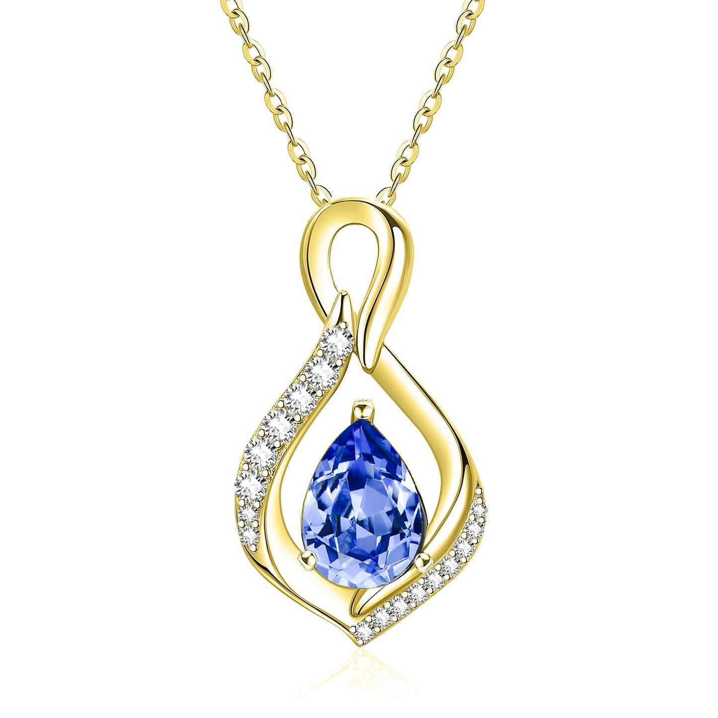 JIYVY32 Blue Topaz Infinity Necklace for Women December Birthstone Necklaces 14k Gold Plating Anniversary Birthday Gifts for Wife Her Mom Girlfriend Birthstone Jewelry Gifts for Women