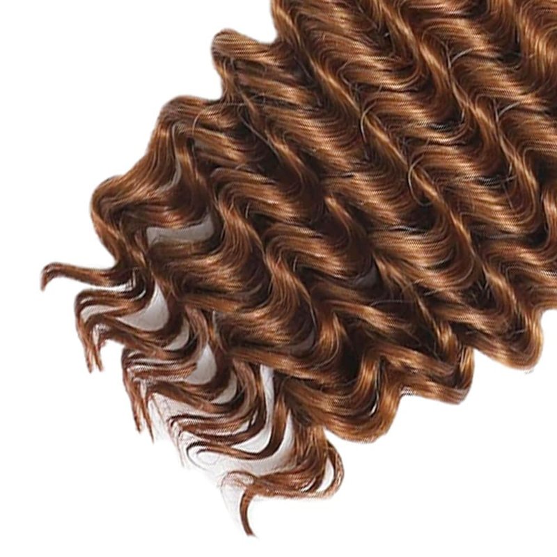 Brown Human Braiding Hair for Boho Braids 150g 3 Bundles/Pack 16 16 16 Inch Curly Boho Hair for Braiding Knotless 8A Deep Wave Bulk Bohemian Color 30