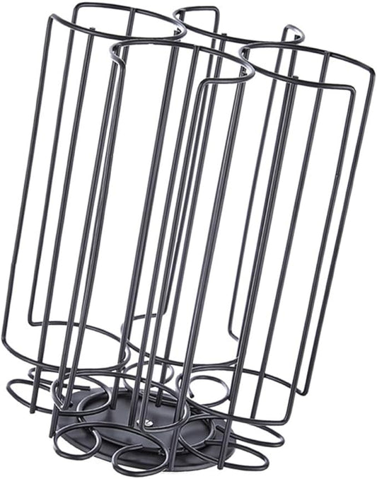 Rotatable Coffee Capsule Holder Rack for 32 Large Capsules, Black Carbon Steel Coffee Capsule Organizer Storage Shelf for Home Kitchen Countertop