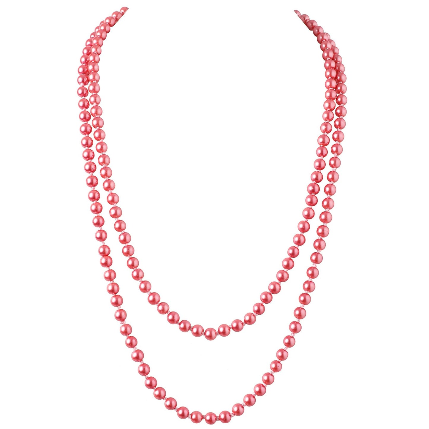BABEYOND Long Pearl Necklace Faux Pearls Necklace Set Beaded Long Pearls Necklace 1920s Gatsby Costume Jewelry (Wine red)