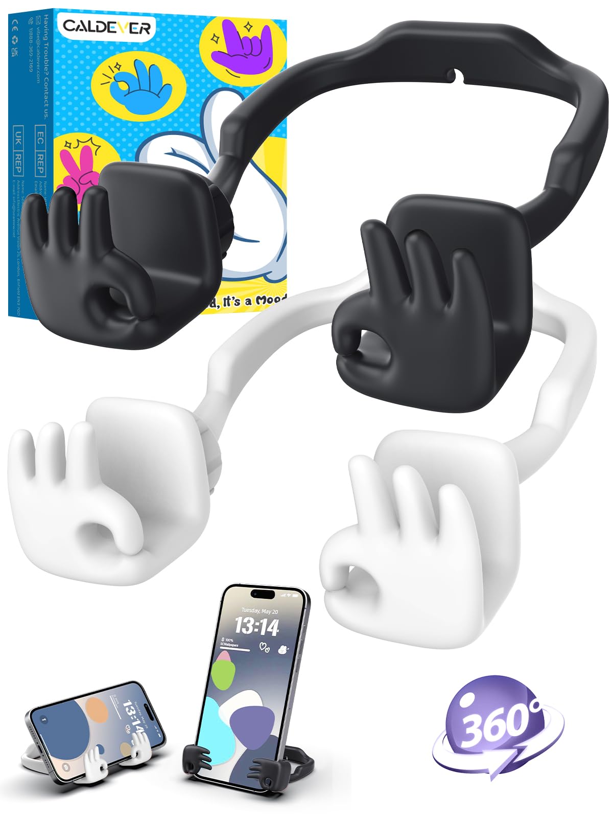 Funny Gifts for Teen Boy Kid Man Woman Cell Phone Stand: 2 Pack Gifts for Easter Girl Son Dad Husband OK Hand Phone Holder for Desk Office Birthday Cool Gadget Stocking Stuffers Who Have Everything