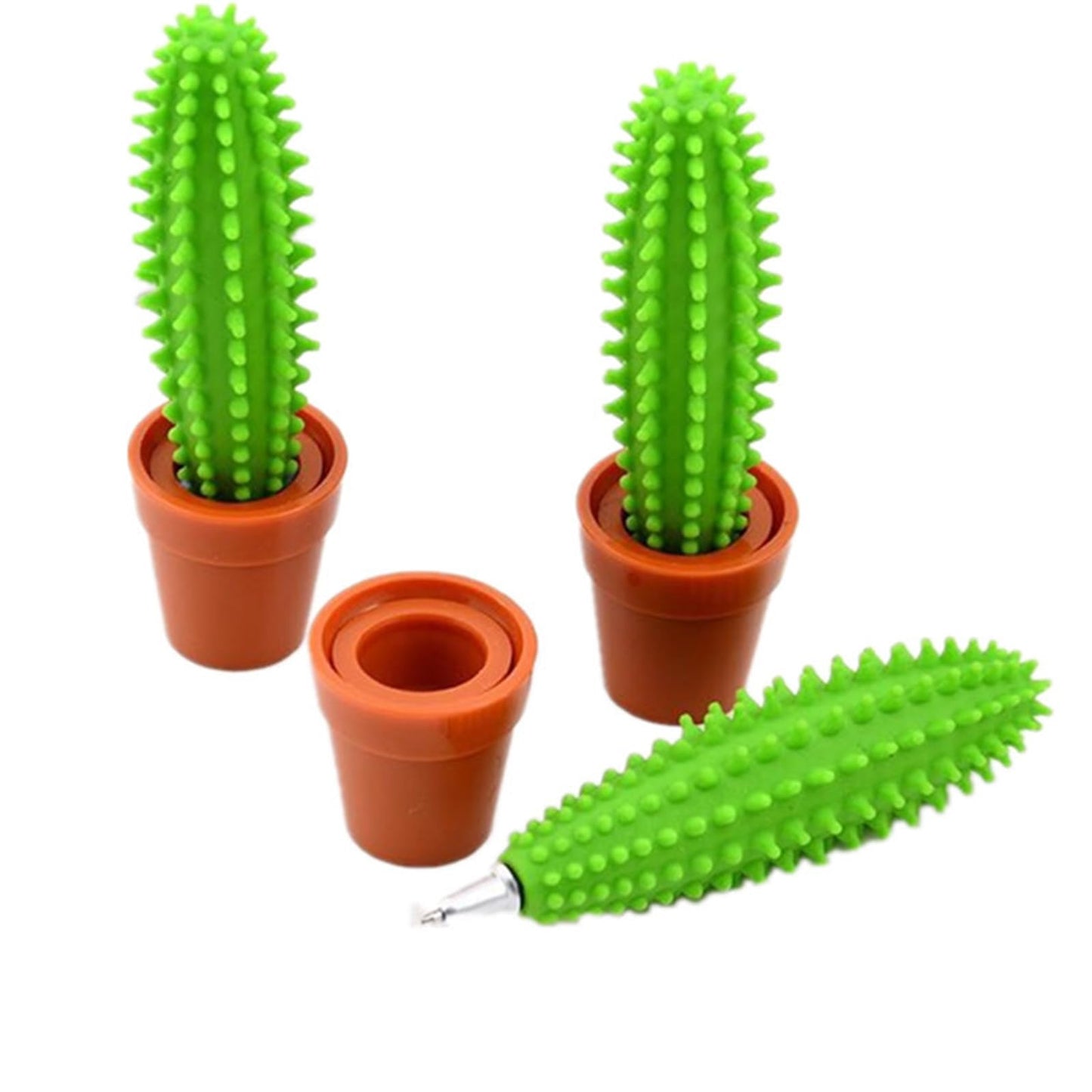 Senroce 3 Pack Cactus Pens, Realistic Plant Pen Artificial Succulent Pot Pens with Cute Novelty Desk Decor And Fun Office Supplies Blue Ink for Coworkers, Friends, Plant Lovers