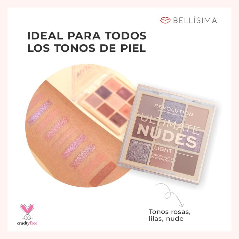 Makeup Revolution, Ultimate Nudes, Eyeshadow Palette, Light, 8.1g