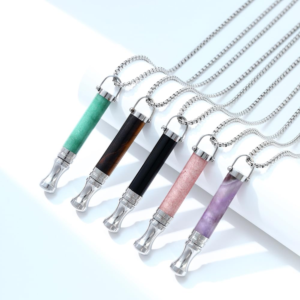 AD ADASTONE Breathing Necklace for Anxiety Relief Breathlink Anti Smoking Necklace Stop Smoking Aids Quit Vaping Tools for Smoking Cessation Fum Vaporless Inhaler for Natural Calm Stress Relief