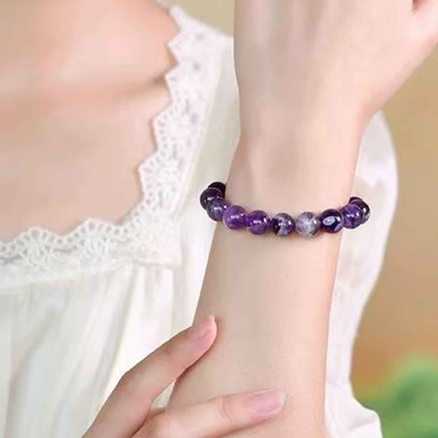 Long tiantian Amethyst Bracelet for Women Crystals and Healing Stones Bracelets Rose Quartz Bracelet Link Pheromone Bracelet for Women Good Luck Energy Chakra Bracelet Jewelry Gifts for Women
