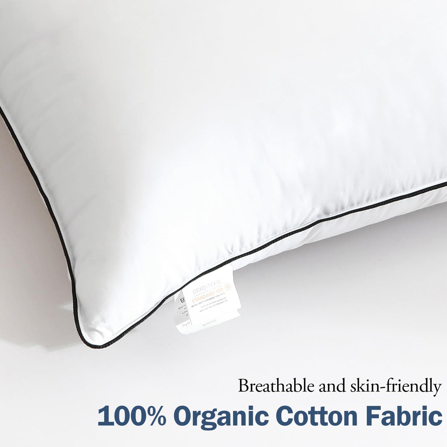 BPC Luxury Goose Feather Down Pillows Queen Size Set of 2, Hotel Bed Pillows for Sleeping, 100% Organic Cotton Cover, Soft Support Down Alternative Surround Fill for Side, Back and Stomach Sleepers