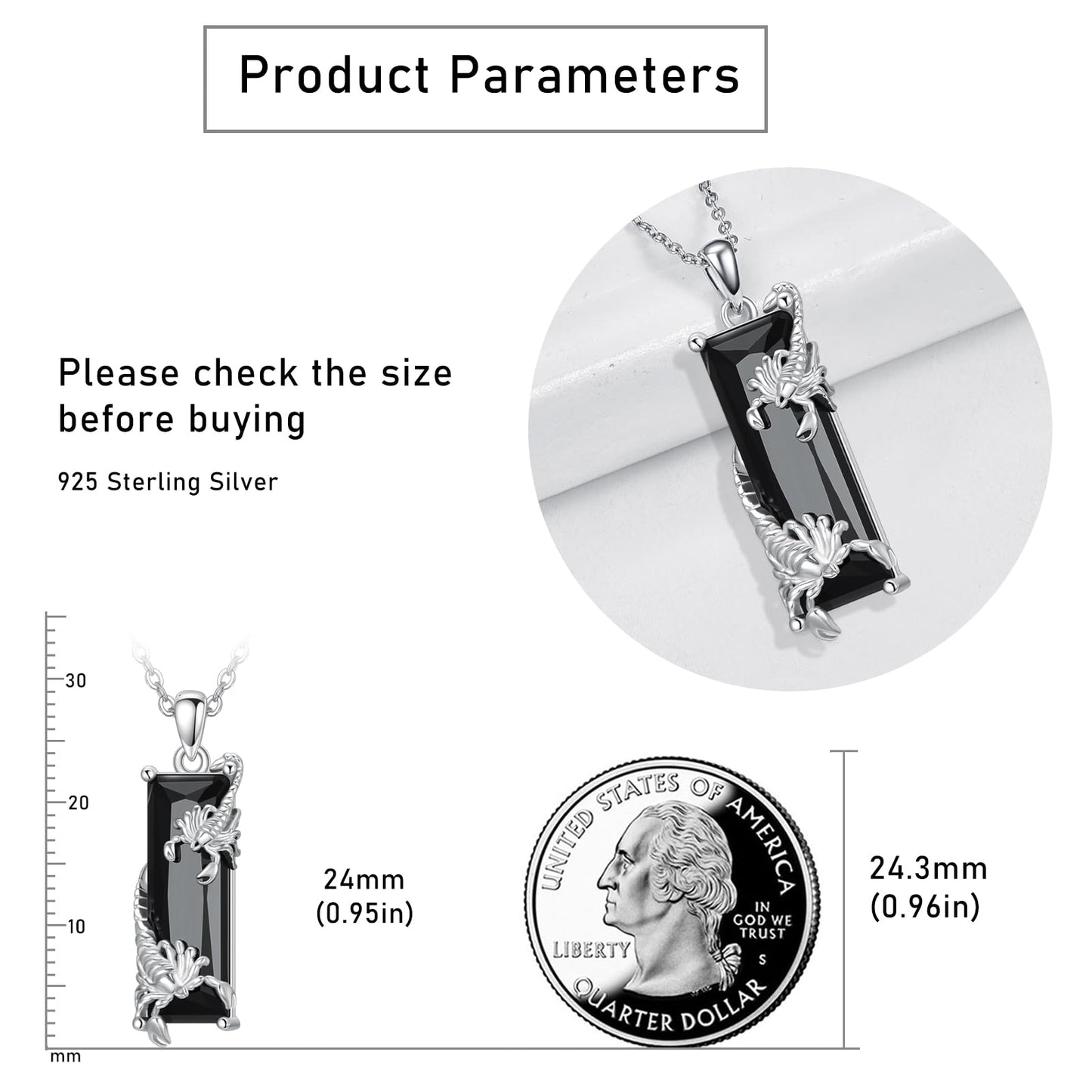 Prime 2025 Scorpion Necklace 925 Sterling Silver Scorpion Zodiac Constellation Pendant Black Crystal Animal Jewelry for Men Women