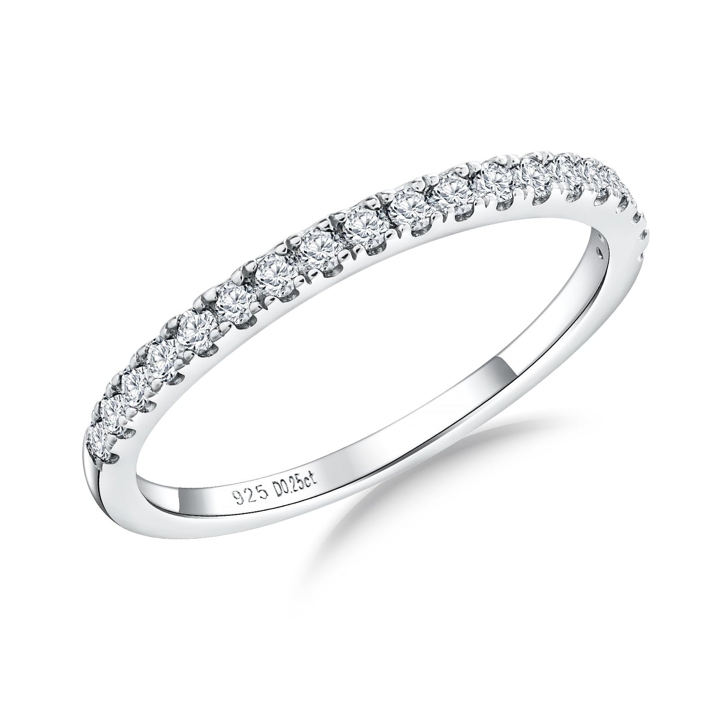 AGRULE 14K White Gold Plated Sterling Silver 1.4mm Moissanite Wedding Band Bezel Set Anniversary Rings for Men Women, Size 6