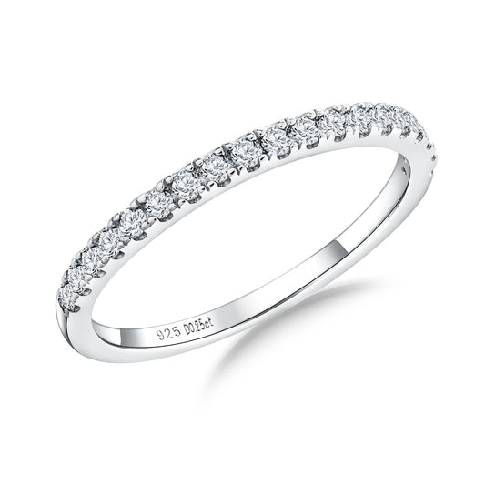 AGRULE 14K White Gold Plated Sterling Silver 1.4mm Moissanite Wedding Band Bezel Set Anniversary Rings for Men Women, Size 6