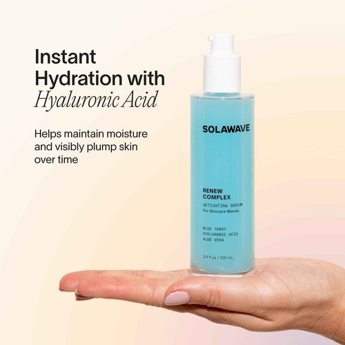 Solawave Renew Complex Red Light Therapy Activation Serum for Face & Neck | Pairs with LED Facial Wand Device | Hydrates & Plumps the Skin | Blue Tansy, Aloe Vera, Hyaluronic Acid (3 Pack - 1 Oz)