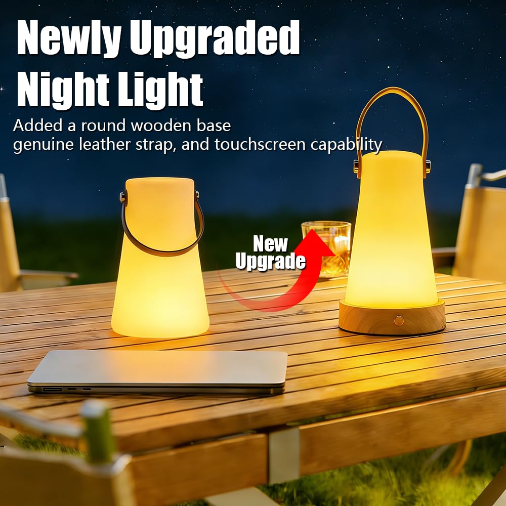 OMTLED Portable Night Light LED Outdoor Camping Lantern Rechargeable Table Night Lamp Dimmable Waterproof Table Light with Remote Control for Bedroom Garden Camping Dining (BM)