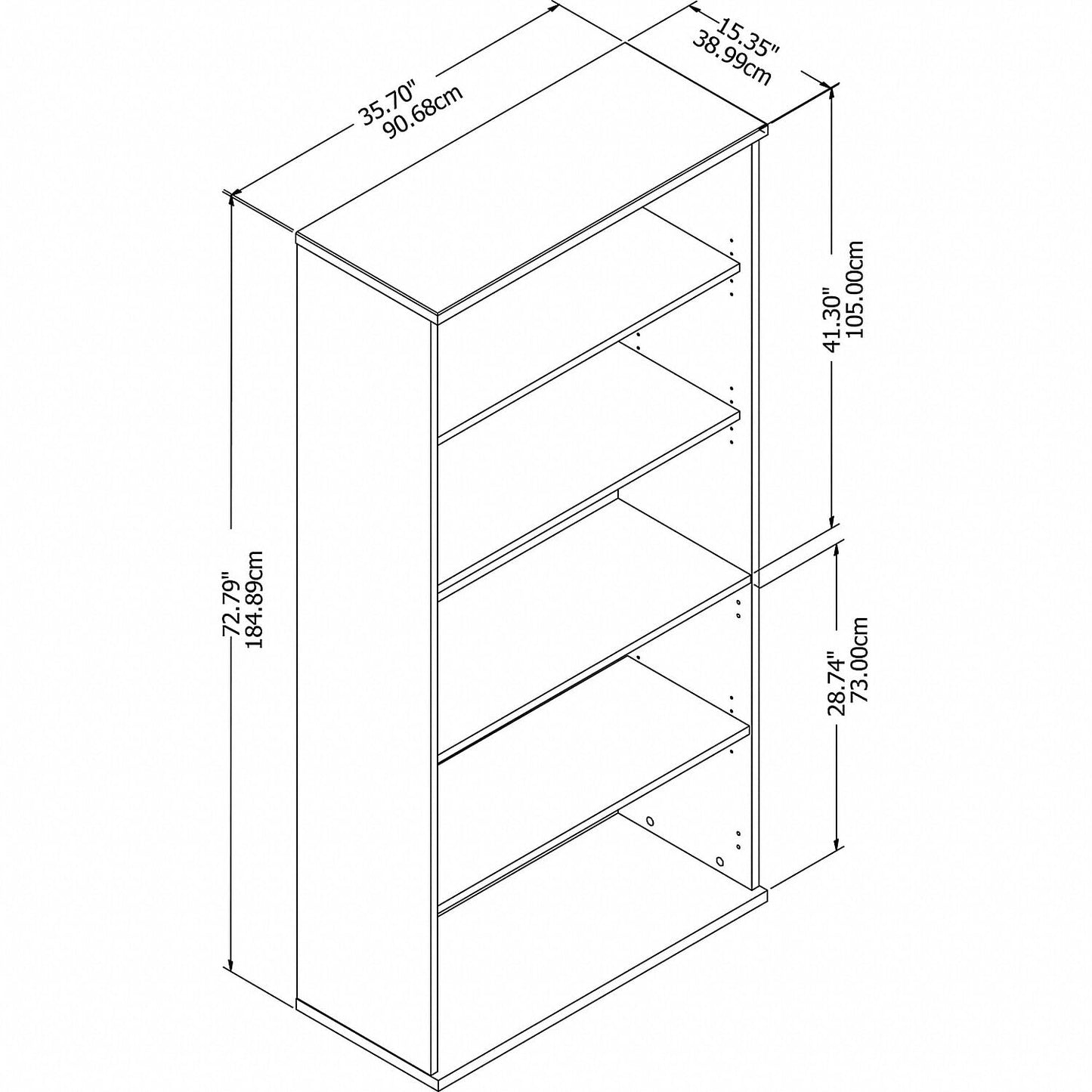 Bush Business Furniture Studio C Tall 5 Shelf Bookcase in Platinum Gray, Large Bookshelf for Home or Professional Workplace Organization