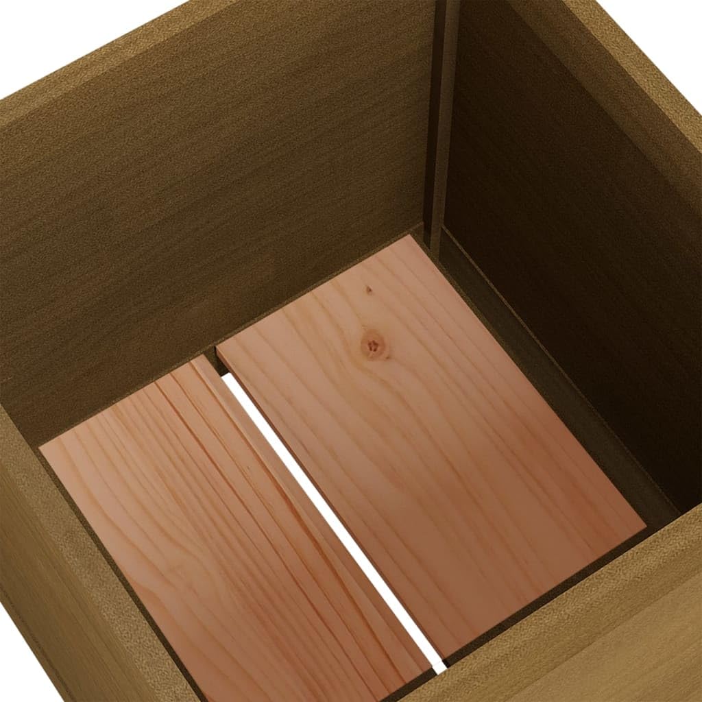 ZXQVLMRS Square Garden Planter Box, 19.7-inch Solid Pinewood Outdoor Planting Bed for Flowers and Herbs, Weather-Resistant Decorative Container for Patio, Terrace, and Backyard
