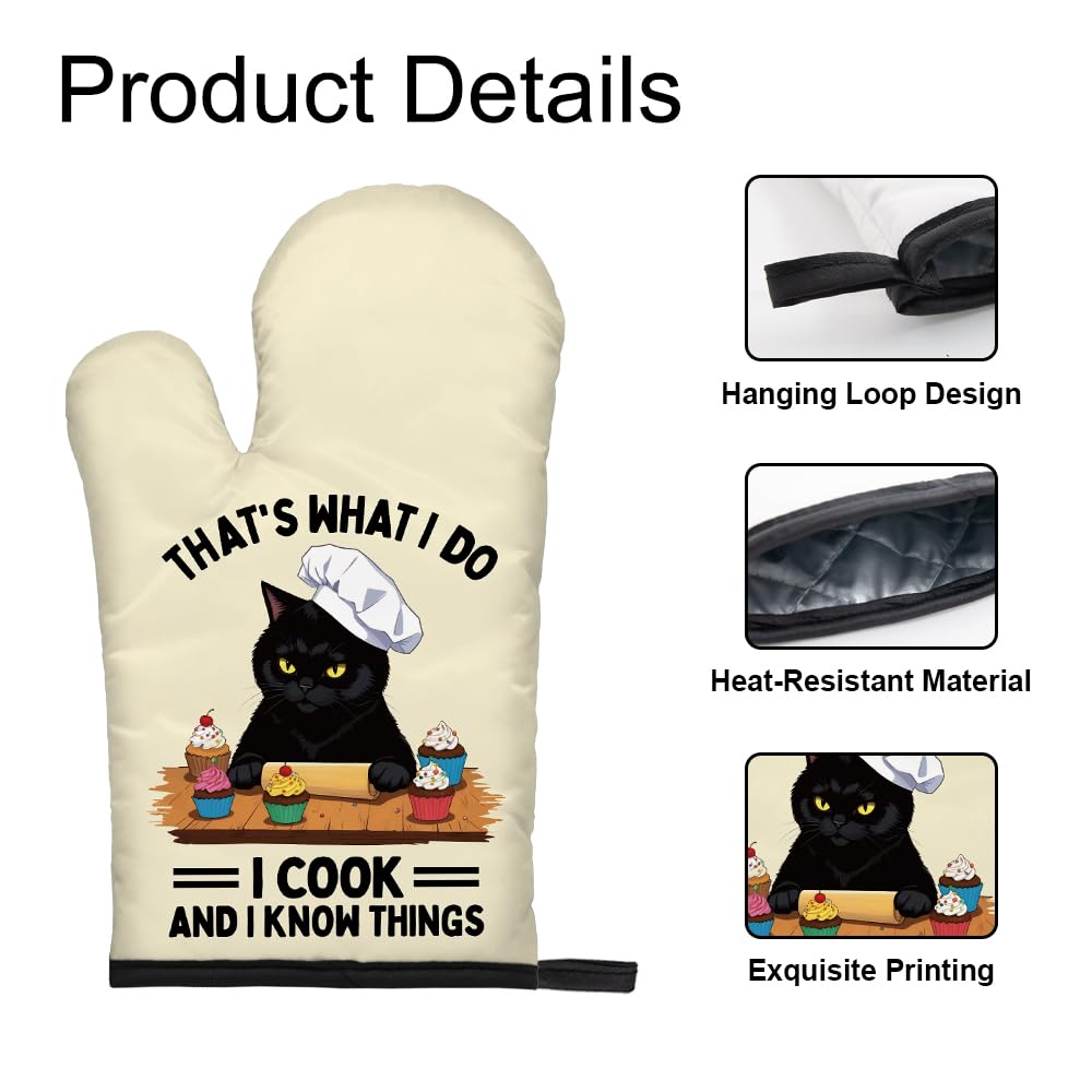 DYJYBMY Time to Make The Biscuits Funny Cat Oven Mitts and Pot Holder Set, Cute Kitchen Gadgets for Women Cat Lover, Housewarming Gifts for Hostess Cat Mom Wife Sister BFF (Baroque)