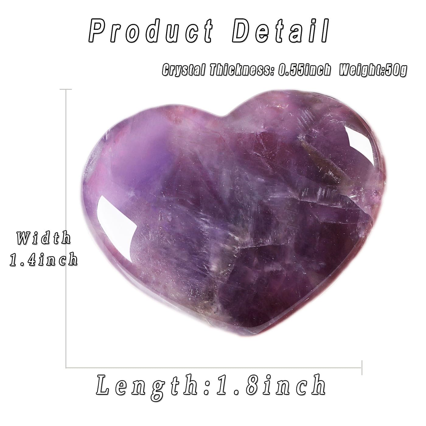 MAIBAOTA 45 mm Amethyst Crystal Rock Large Heart Stone Healing Crystals Gifts for Women Natural Reiki Gemstone Polished Heart Shaped Rocks Meditation