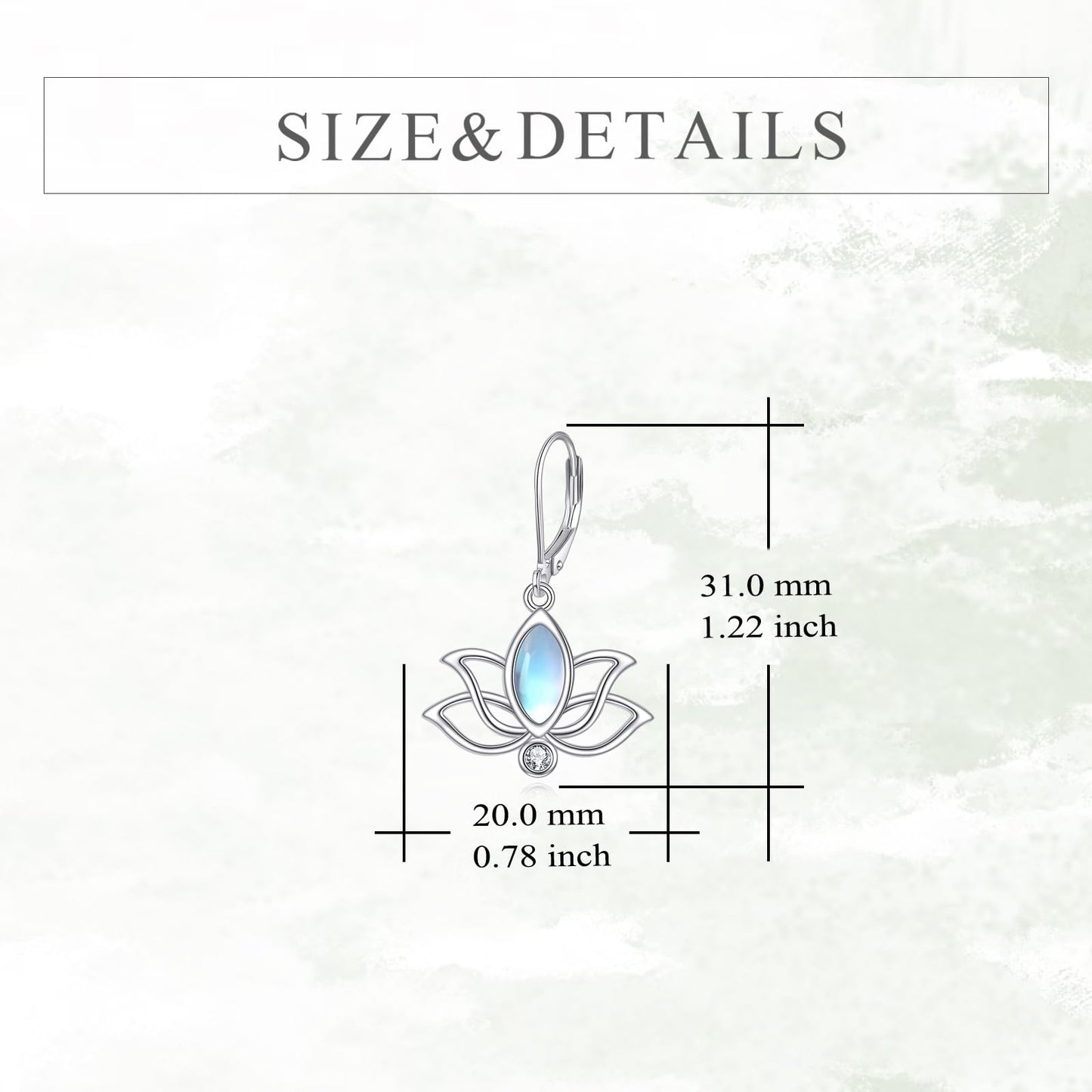 YFN Lotus Flower Earrings Sterling Silver Birthstone Lotus Leverback Dangle Drop Earrings Jewelry Gifts for Women (M. Moonstone)