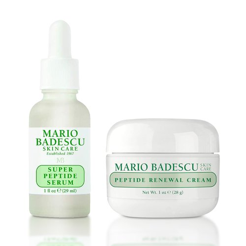 Mario Badescu Peptide Renewal Face Cream & Super Peptide Serum Set – Hydrating and Anti Aging Facial Moisturizer & Face Serum for Smooth, Plump, Youthful-Looking Skin Care for Women & Men