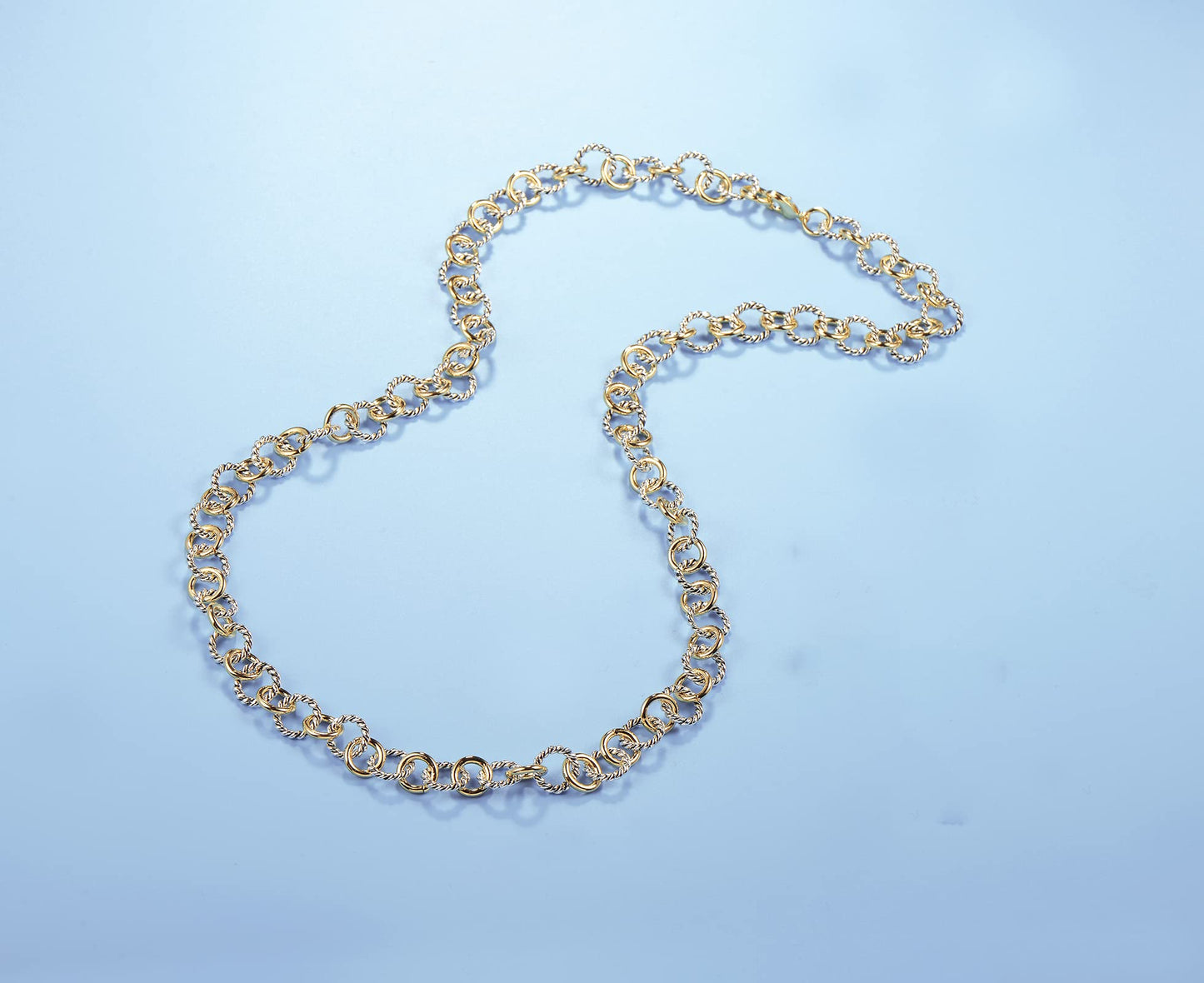 UNY Jewel Jewelry Style Trendy Elegant Vintage Retro Unique Fashion style 2 Tone Twisted Wire Link Women Long Necklace 76 CM Christmas Gift (Two Tone)